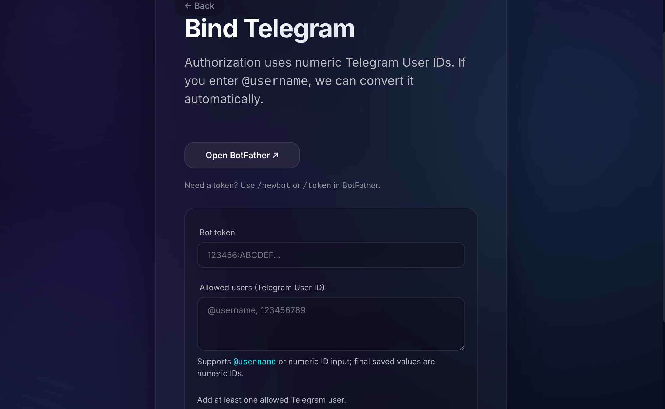Connect to Telegram